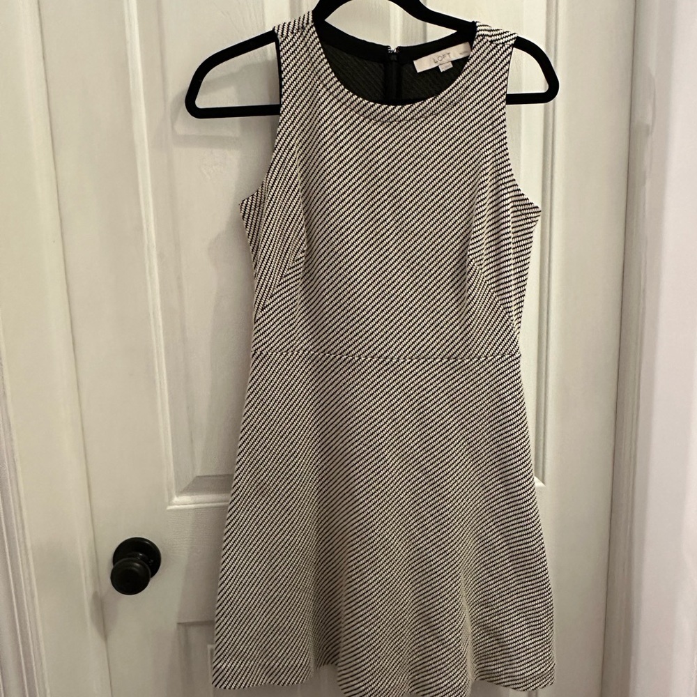 LOFT Black and White A-Line Mini Dress